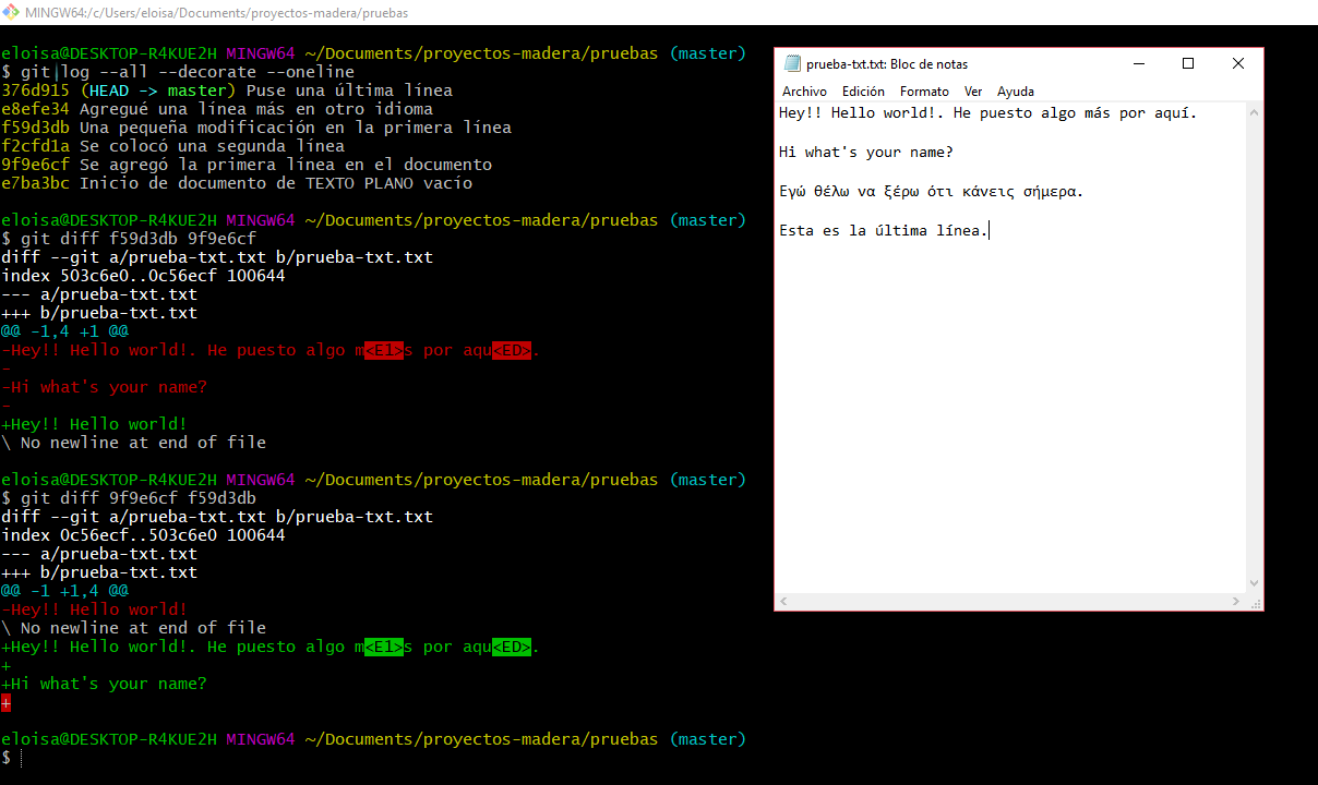 Versión antigua vs reciente