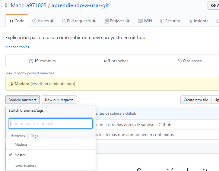 Ramas después de subir