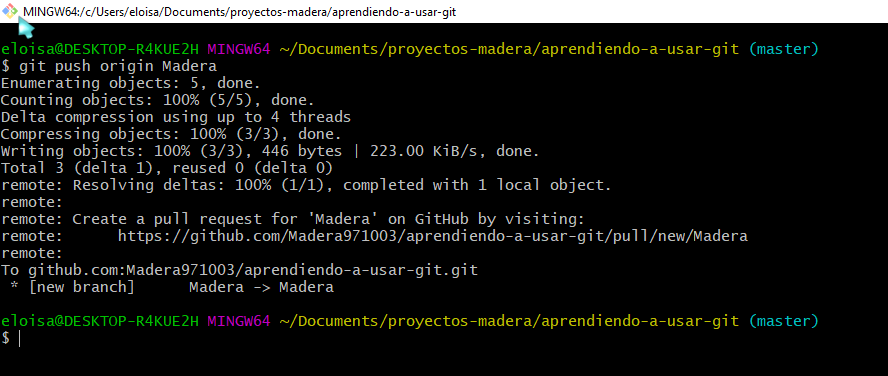 Comando para subir ramas